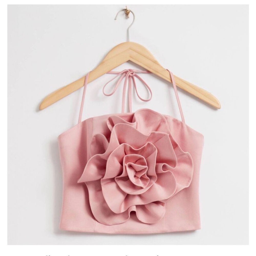 & Other Stories Pink Lyocell-Cotton Shell Flower Top